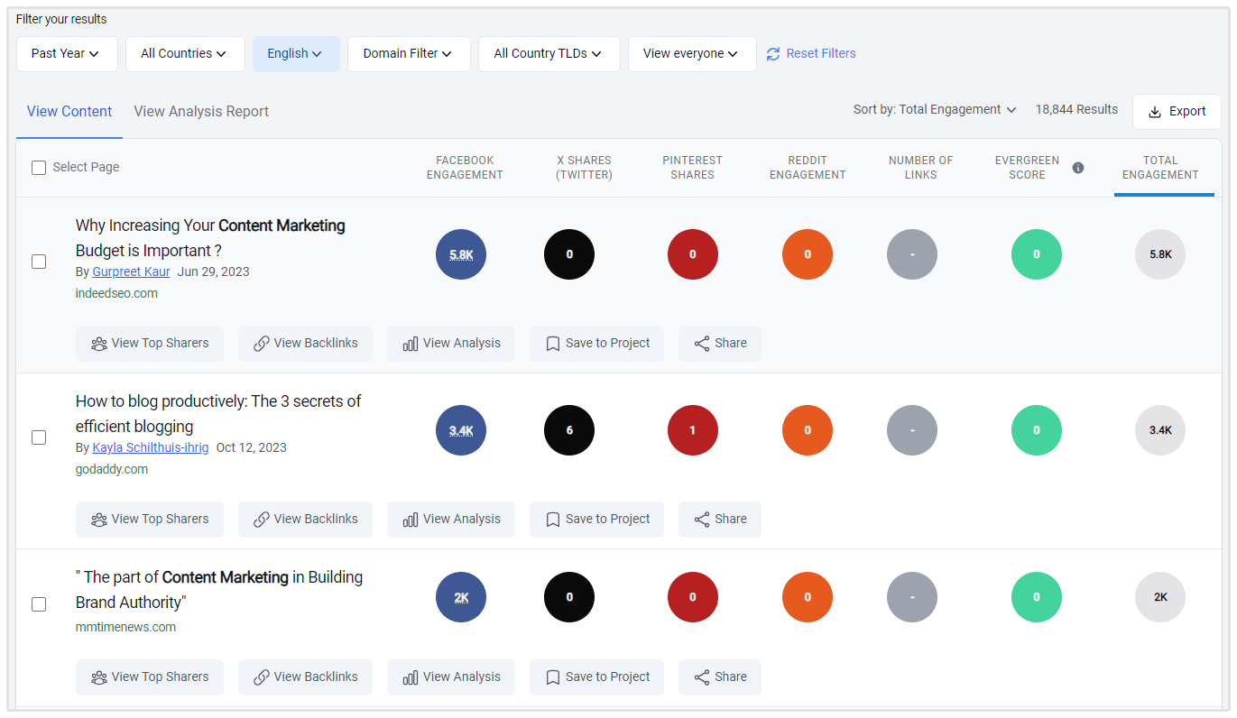 Buzzsumo Content Marketing Eksempel